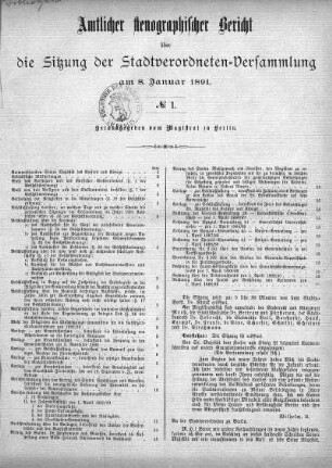 No. 1, 8. Januar 1891
