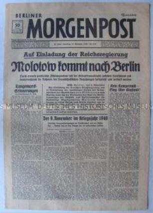 Tageszeitung "Berliner Morgenpost" zum bevorstehenden Besuch von Molotow in Deutschland