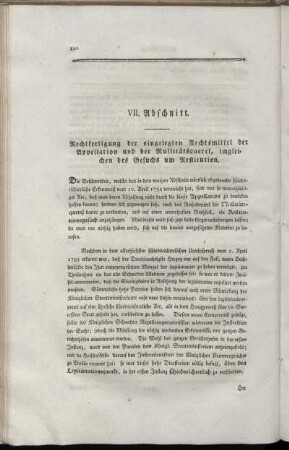 VII. Abschnitt. Rechtfertigung der eingelegten Rechtsmittel der Appellation und der Nullitätsquerel, imgleichen des Gesuchs um Restitution.