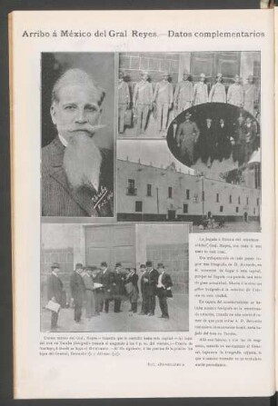 Arribo á México del Gral. Reyes. - Datos complementarios. - [Fotografías]