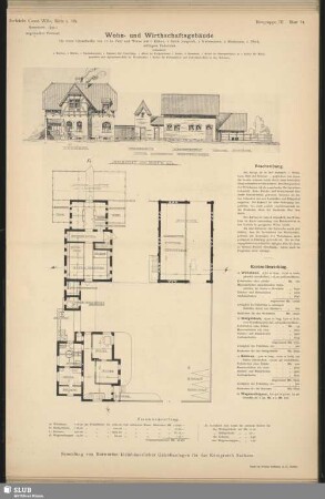 Architekt Const. Wille. Köln a. Rh. Kennwort: "Jan" Angekaufter Entwurf. Wohn- und Wirthschaftsgebäude