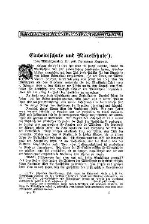 Einheitsschule und Mittelschule
