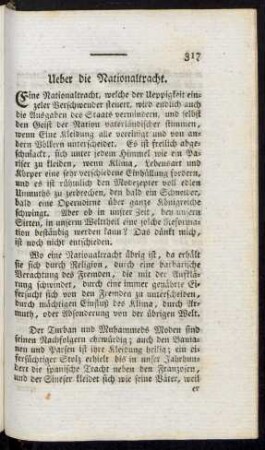 Ueber die Nationaltracht