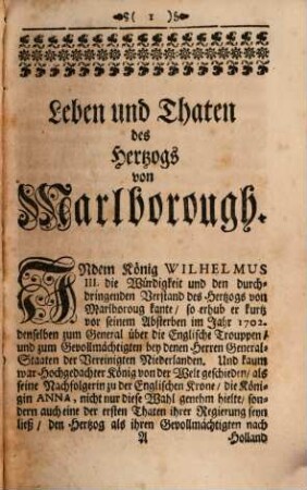Hertzogs von Marlboroughs Leben und Helden-Thaten