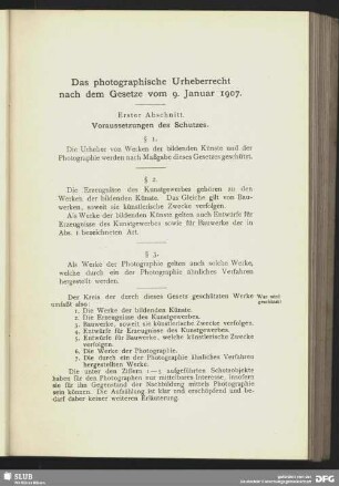 Erster Abschnitt. Voraussetzungen des Schutzes