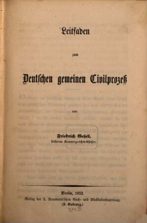 Leitfaden zum deutschen gemeinen Civilprozeß