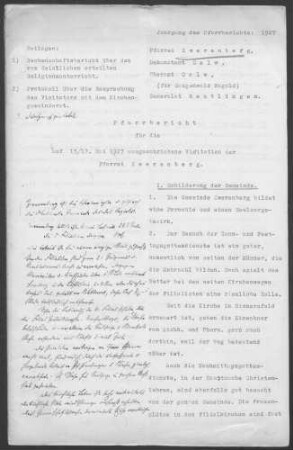 Zwerenberg mit Aichhalden (Simmersfeld), Gaugenwald, Hornberg (Altensteig) und Martinsmoos: Pfarrbericht 1927