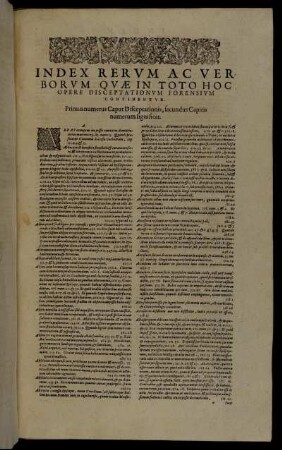 Index Rerum Ac Verborum Quæ In Toto Hoc Opere Disceptationum Forensim Continentur.