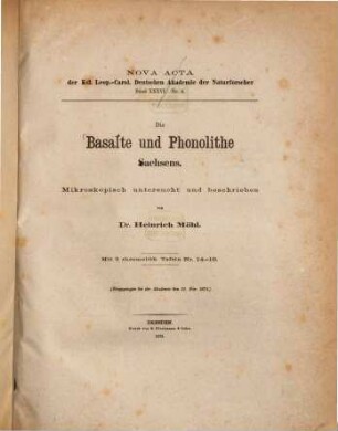 Die Basalte und Phonolithe Sachsens : mikroskopisch untersucht und beschrieben