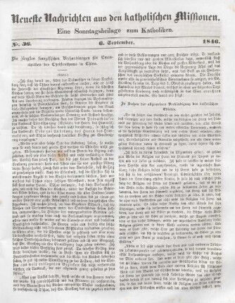 Neueste Nachrichten aus den katholischen Missionen Nr. 36