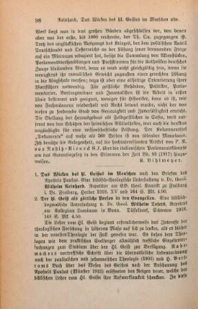 98-102 [Rezension] Reinhard, Wilhelm, Das Wirken des heiligen Geistes im Menschen