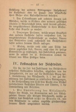 IV. Vollmachten der Beichtväter.