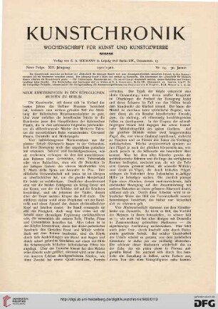 Neue Erwerbungen in den königlichen Museen zu Berlin