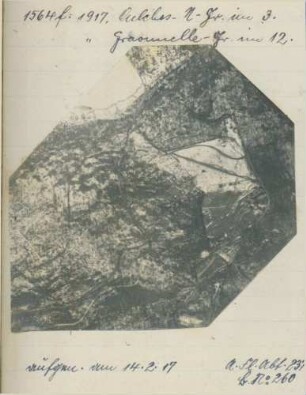 Foto feindlicher Batterien im "Oulcher-Wald" nordöstlich des Château de Blanc Sablon (Luftbild)