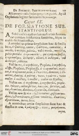 Caput IX: De formatione substantivorum