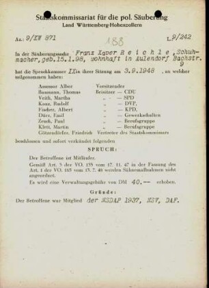 Reichle, Franz Xaver