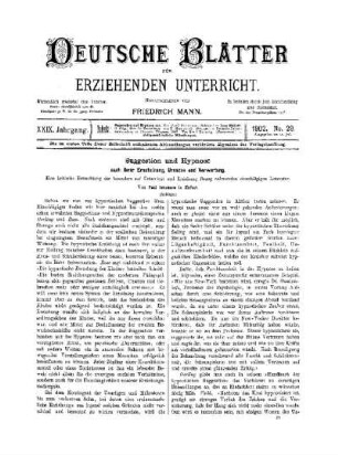 Suggestion und Hypnose : nach ihrer Erscheinung, Ursache und Verwertung ; (Schluss)