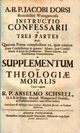 A.R.P. Jacobi Dorsi ... Instructio confessarii : in tres partes divisa ...