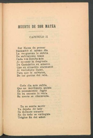 Muerte de sor Matea. - Capítulo II