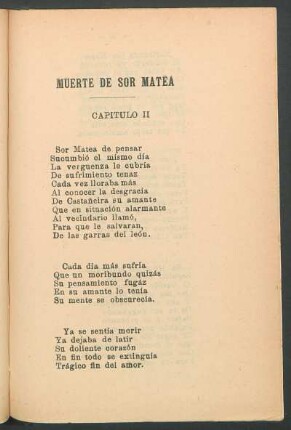 Muerte de sor Matea. - Capítulo II