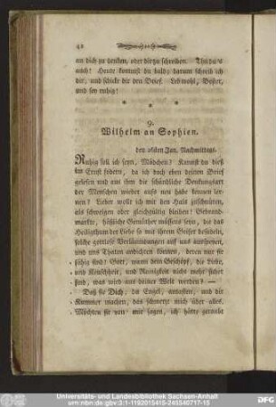 9. Wilhelm an Sophien. den 26sten Jan. Nachmittags.