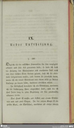 IX. Ueber Luftheizung