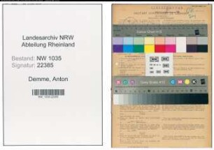Entnazifizierung Anton Demme , geb. 03.10.1889 (Kaufmaennischer Angestellter)