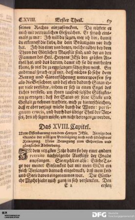 Das XVIII. Capitel. Neue Offenbarung von dem Hertzen JEsu...