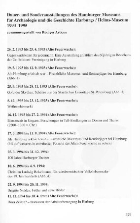 Dauer- und Sonderausstellungen des Hamburger Museums für Archäologie und die Geschichte Harburgs / Helms-Museum 1993-1995
