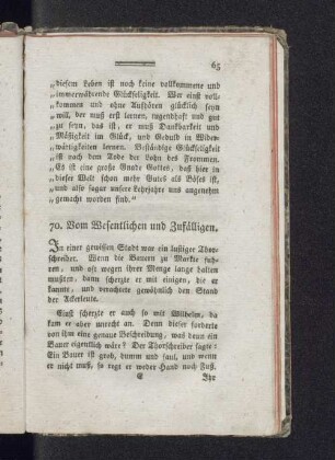 70. Vom Wesentlichen und Zufälligen.