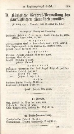 II. Königliche General-Verwaltung des kurfürstlichen Hausfideicommisses.