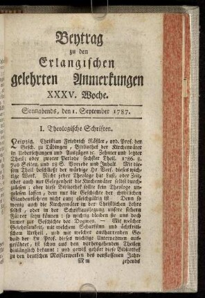 XXXV. Woche. Sonnabends, den 1. September. 1787.