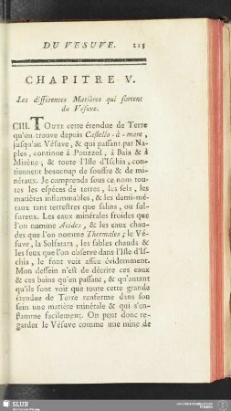 Chapitre V. Les différentes Matières qui sortent du Vésuve