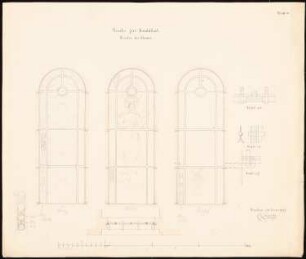 Evangelische Kirche, Reichthal: Chorfenster in Grundriss und Aufriss, Konstruktionsdetails; 2 Maßstabsleisten