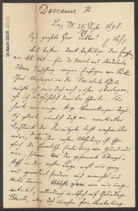 Brief an B. Schott's Söhne : 25.12.1898