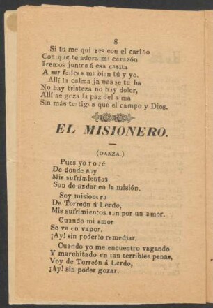 El misionero. : (Danza.)