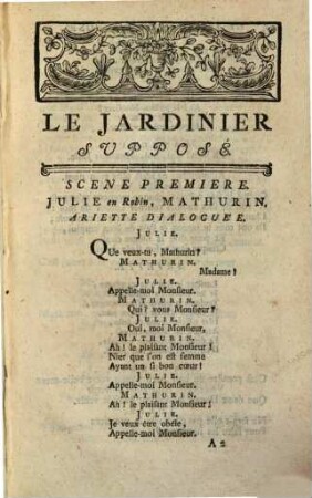 L' Amant Déguisé, où Le Jardinier Supposé : Comédie En Un Acte, Mêlée D'Ariettes