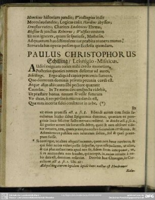 Paulus Christophorus Schilling, Leisnigio-Misnicus