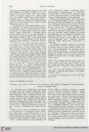 Wrocław, jego dzieje i kultura, praca zbiorowa pod red. Zygmunta Świechowskiego, Warszawa 1978