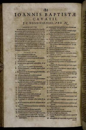 Ioannis Baptistæ Cavatii, J. C. Bononiensis, Pro N.