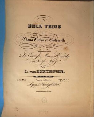 2 trios : pour piano, violon et violoncelle ; composées et dédiées à la Comtesse Marie d'Erdödy ... ; op. 70,1.2. 2, op. 70,2