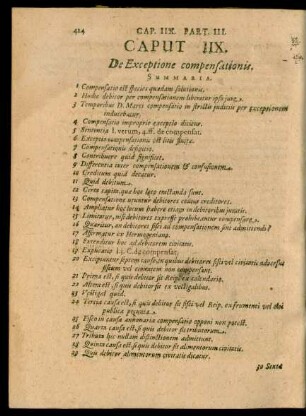 Caput IIX. De Exceptione compensationis.