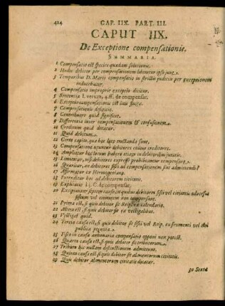 Caput IIX. De Exceptione compensationis.
