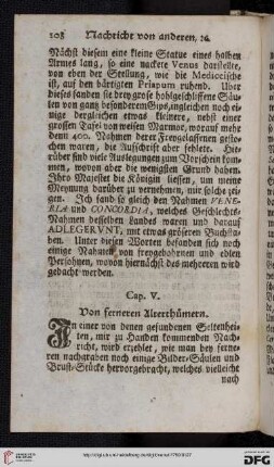 Cap. V: Von ferneren Alterthümern