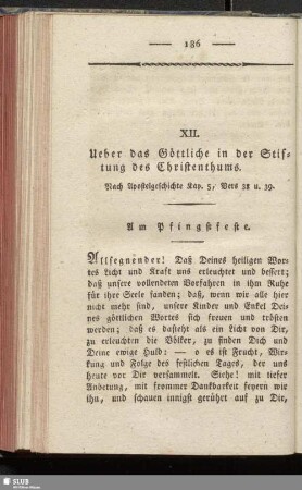 XII. Ueber das Göttliche in der Stiftung des Christenthums