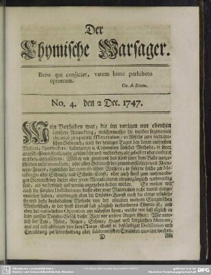No. 4. den 2 Dec. 1747