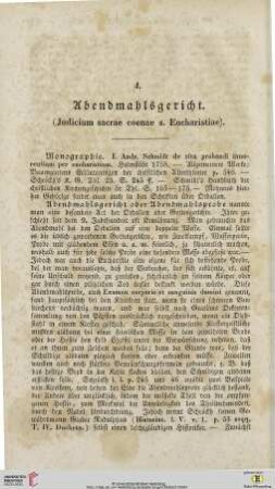 4. Abendmahlsgericht (Judicium sacrae coenae s. Eucharistiae)