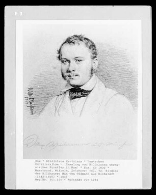Deutsches Künstleralbum: Sammlung von Bildnissen Germanischer Künstler in Rom — fol. 72: Bildnis des Bildhauers Max von Widmann aus Eichstädt (1812-1895)