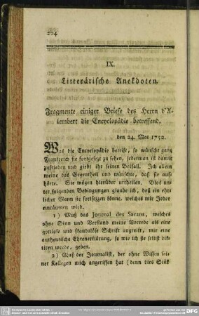 IX. Litterarische Anekdoten