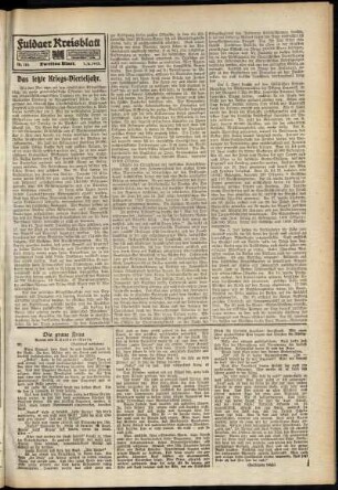 Zweite Ausgabe vom Samstag, den 07. August 1915.
